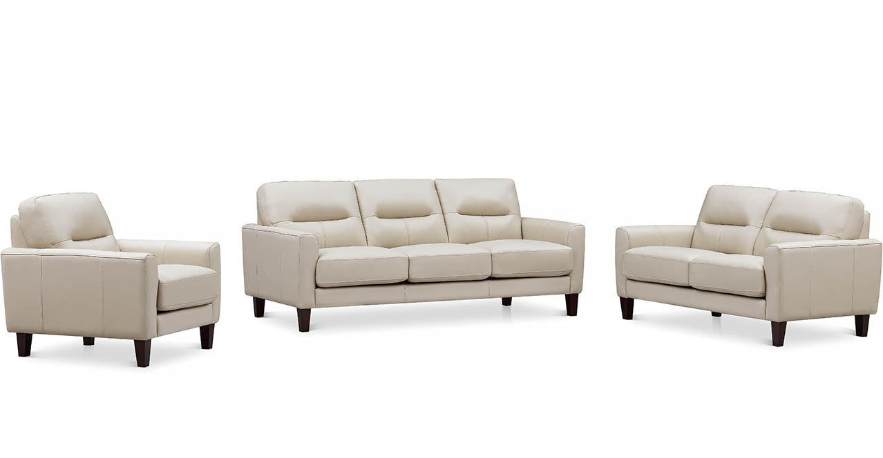 Chloe Leather Sofa Collection, Vanilla White